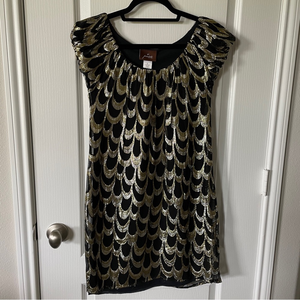 Prairie metallic gold and silver cap sleeve dress size S